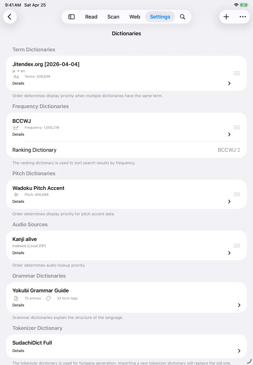 iPad: Make it your dictionary. Choose and organize the dictionaries you read with.